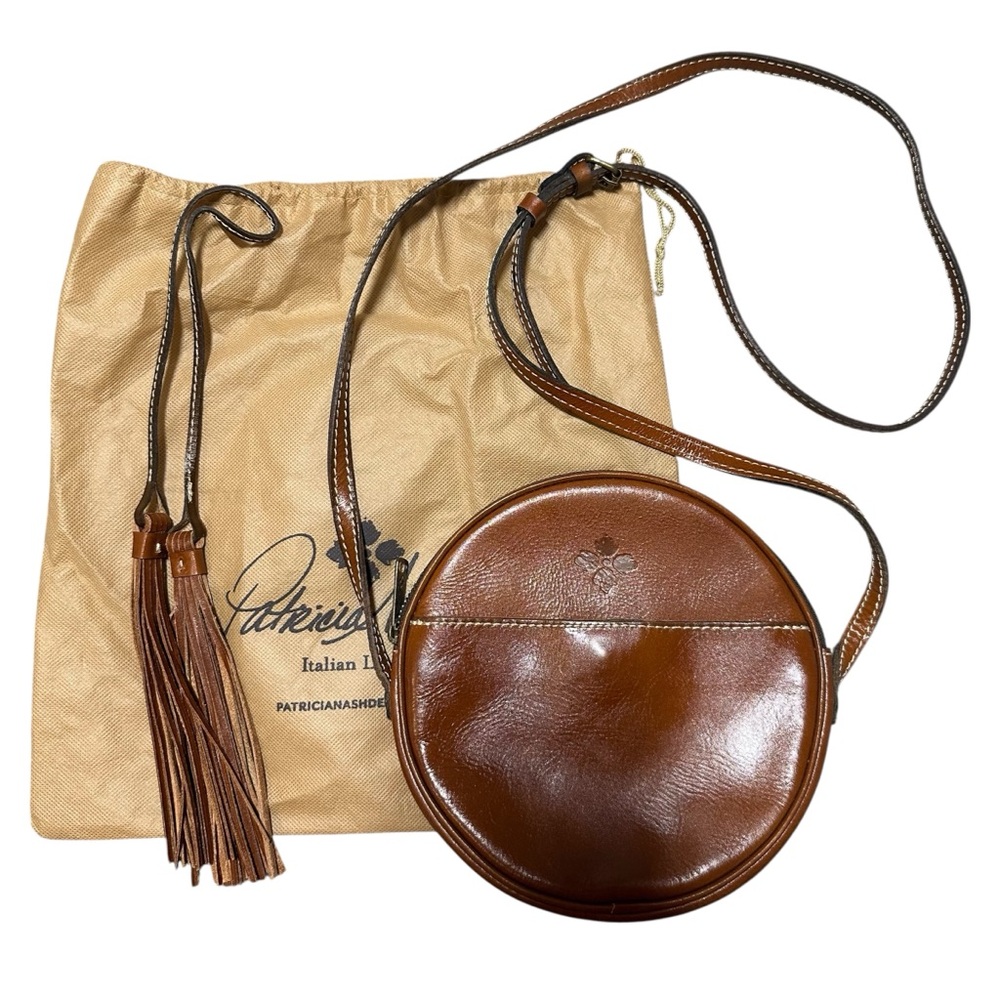 Patricia Nash 100% Leather Tan Scafati Canteen Crossbody Bag